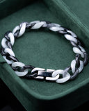 Black & White Cuban Link Jade Bracelet