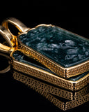 Golden Lucky Coin Wrapped Micro Dragon Jade Pendant