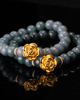 Golden Rose Charm Jade Bracelet