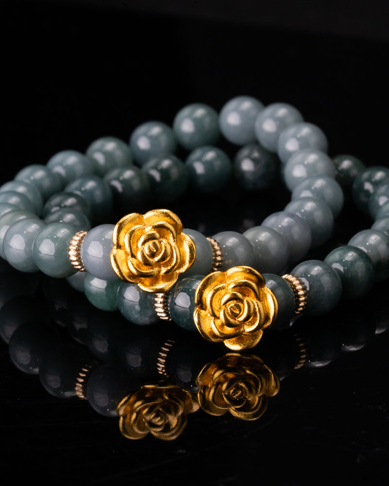 Golden Rose Charm Jade Bracelet