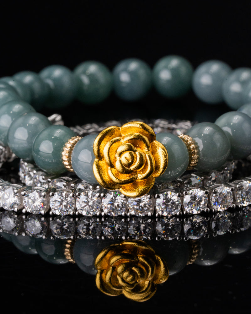 Golden Rose Charm Jade Bracelet