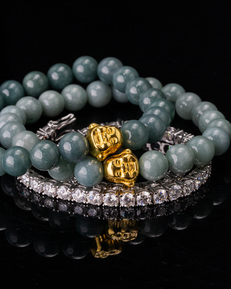 Golden Buddha Head Jade Bracelet