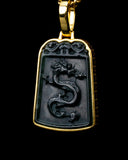 Golden Lucky Coin Wrapped Micro Dragon Jade Pendant
