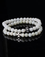 Silver Floral Cross Jade Bracelet