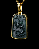 Golden Lucky Coin Wrapped Micro Phoenix Jade Pendant
