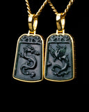 Golden Lucky Coin Wrapped Micro Phoenix Jade Pendant