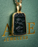 Golden Lucky Coin Wrapped Micro Dragon Jade Pendant