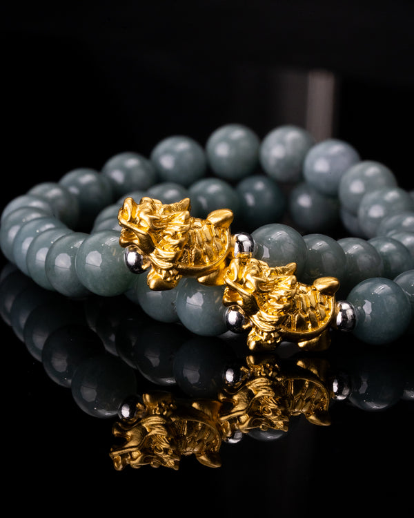 Small Golden Turtle Dragon Jade Bracelet
