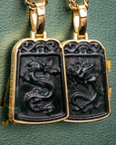 Golden Lucky Coin Wrapped Micro Dragon Jade Pendant
