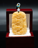 DOUBLE SIDED YELLOW DRAGON JADE PENDANT