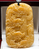 DOUBLE SIDED YELLOW DRAGON JADE PENDANT