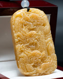 DOUBLE SIDED YELLOW DRAGON JADE PENDANT
