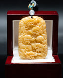 DOUBLE SIDED YELLOW DRAGON JADE PENDANT