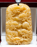 DOUBLE SIDED YELLOW DRAGON JADE PENDANT