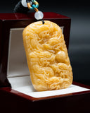 DOUBLE SIDED YELLOW DRAGON JADE PENDANT