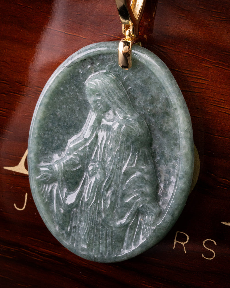 Standing Virgin Mary Jade Pendant