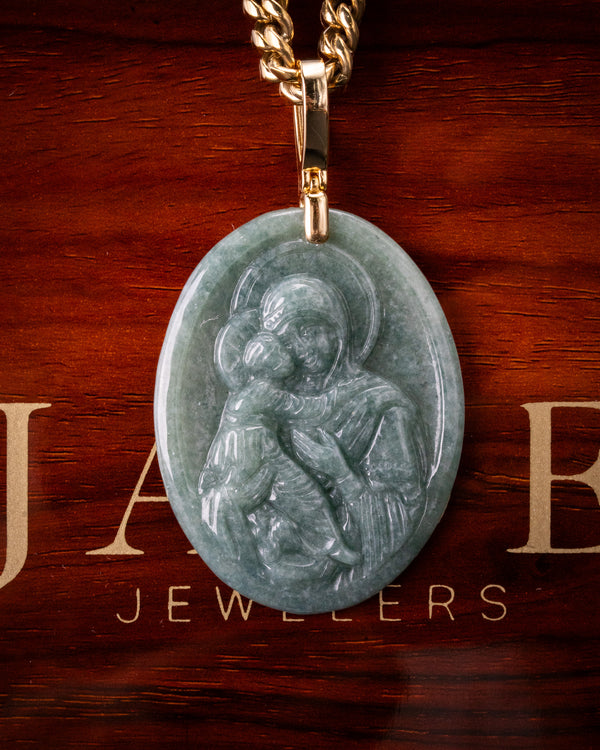 Virgin Mary & Baby Jesus Jade Pendant