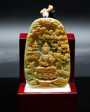 TWO-TONE MEDITATING FORREST BUDDHA JADE PENDANT