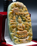 TWO-TONE MEDITATING FORREST BUDDHA JADE PENDANT