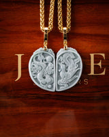 Dragon/Phoenix Split Heart Jade Couples Pendant