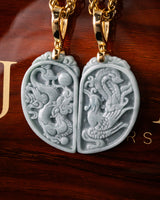 Dragon/Phoenix Split Heart Jade Couples Pendant