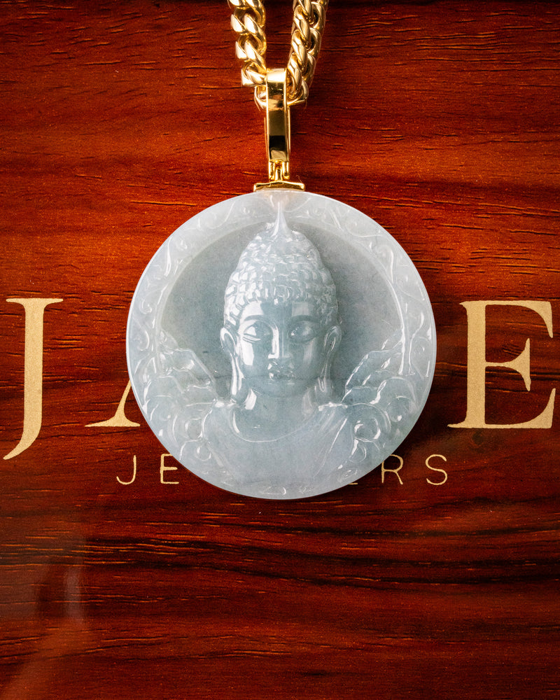 Heart of Buddha Wan Blue Water Jade Pendant