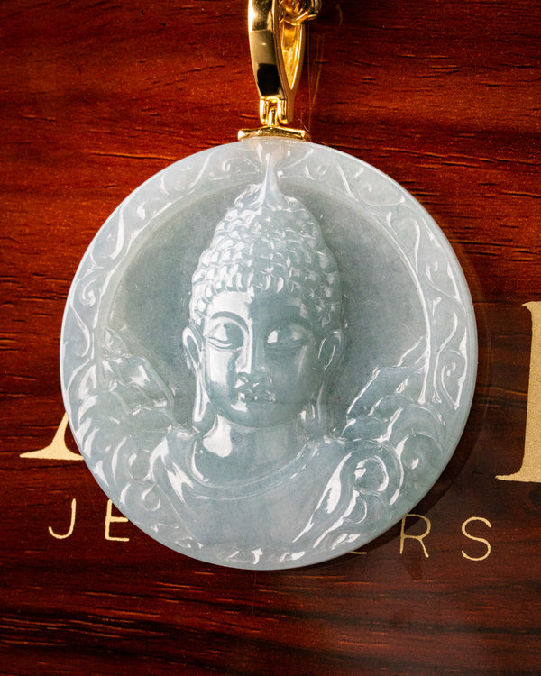 Heart of Buddha Wan Blue Water Jade Pendant