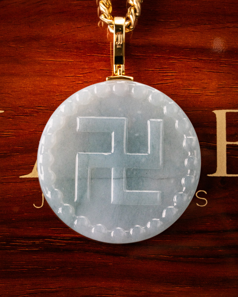 Heart of Buddha Wan Blue Water Jade Pendant