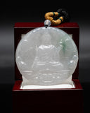 ICY WHITE MEDITATING BUDDHA JADE PENDANT
