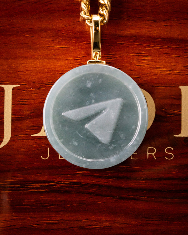 Paper Airplane Blue Water Jade Pendant