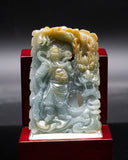 BLUE & YELLOW GUAN YU DRAGON JADE PENDANT