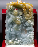 BLUE & YELLOW GUAN YU DRAGON JADE PENDANT