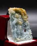 BLUE & YELLOW GUAN YU DRAGON JADE PENDANT
