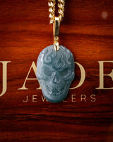 Flaming Skull Blue Water Jade Pendant