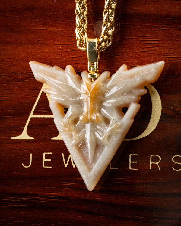 Eclipse Wing Red/White Jade Pendant