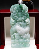 WHITE/GREEN TWO TONE DRAGON JADE PENDANT
