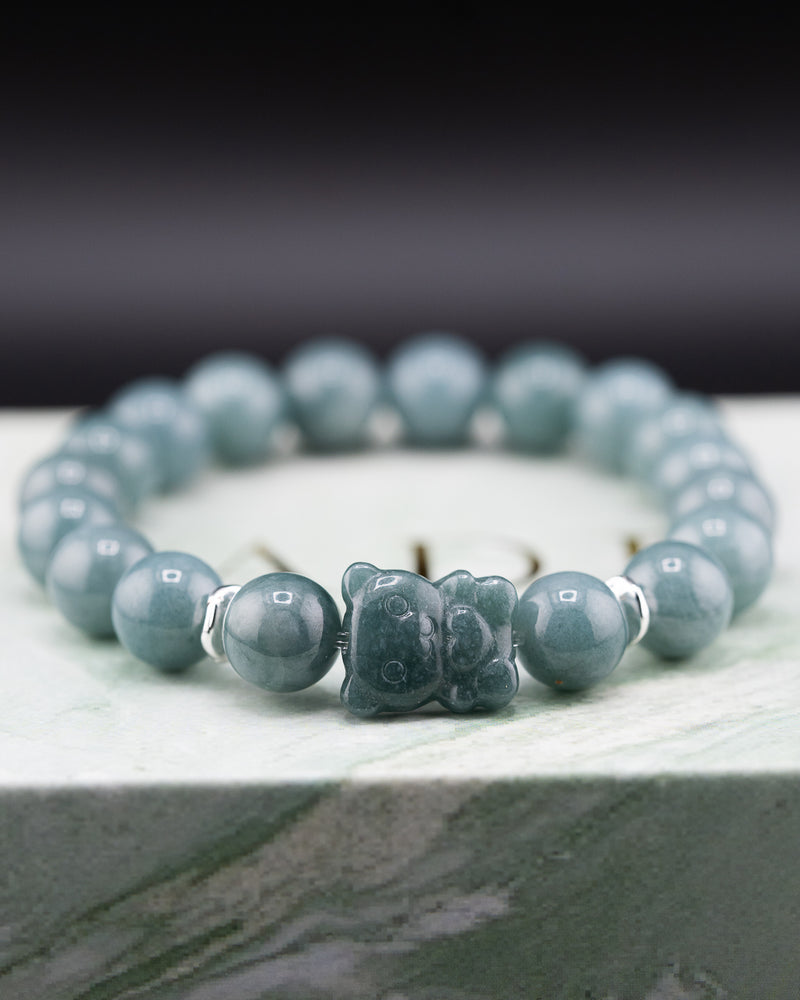 Blue Bead Bear Jade Bracelet