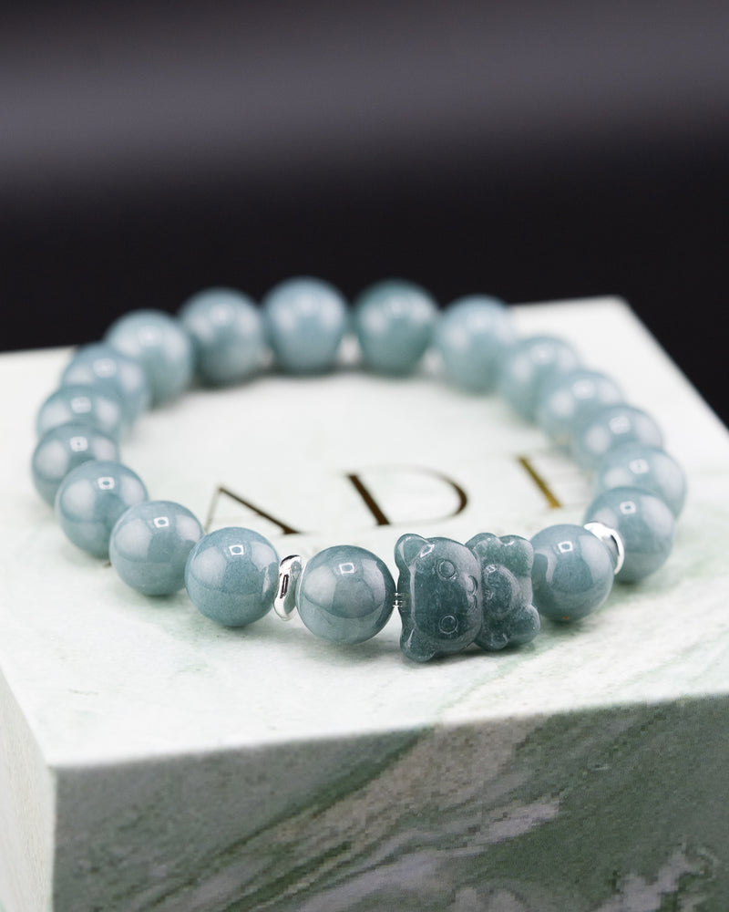 Blue Bead Bear Jade Bracelet