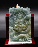 BLUE & YELLOW MEDITATING BUDDHA DRAGON JADE PENDANT