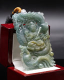 BLUE & YELLOW MEDITATING BUDDHA DRAGON JADE PENDANT