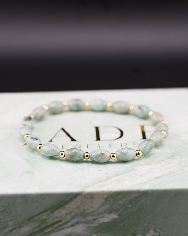 Golden Rice Bead Jade Bracelet