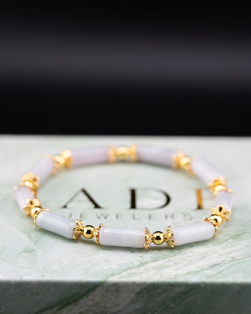 Golden Pillar Bead Jade Bracelet