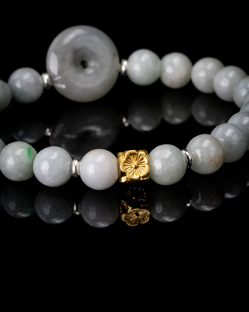 Golden Sakura Donut Beaded Jade Bracelet