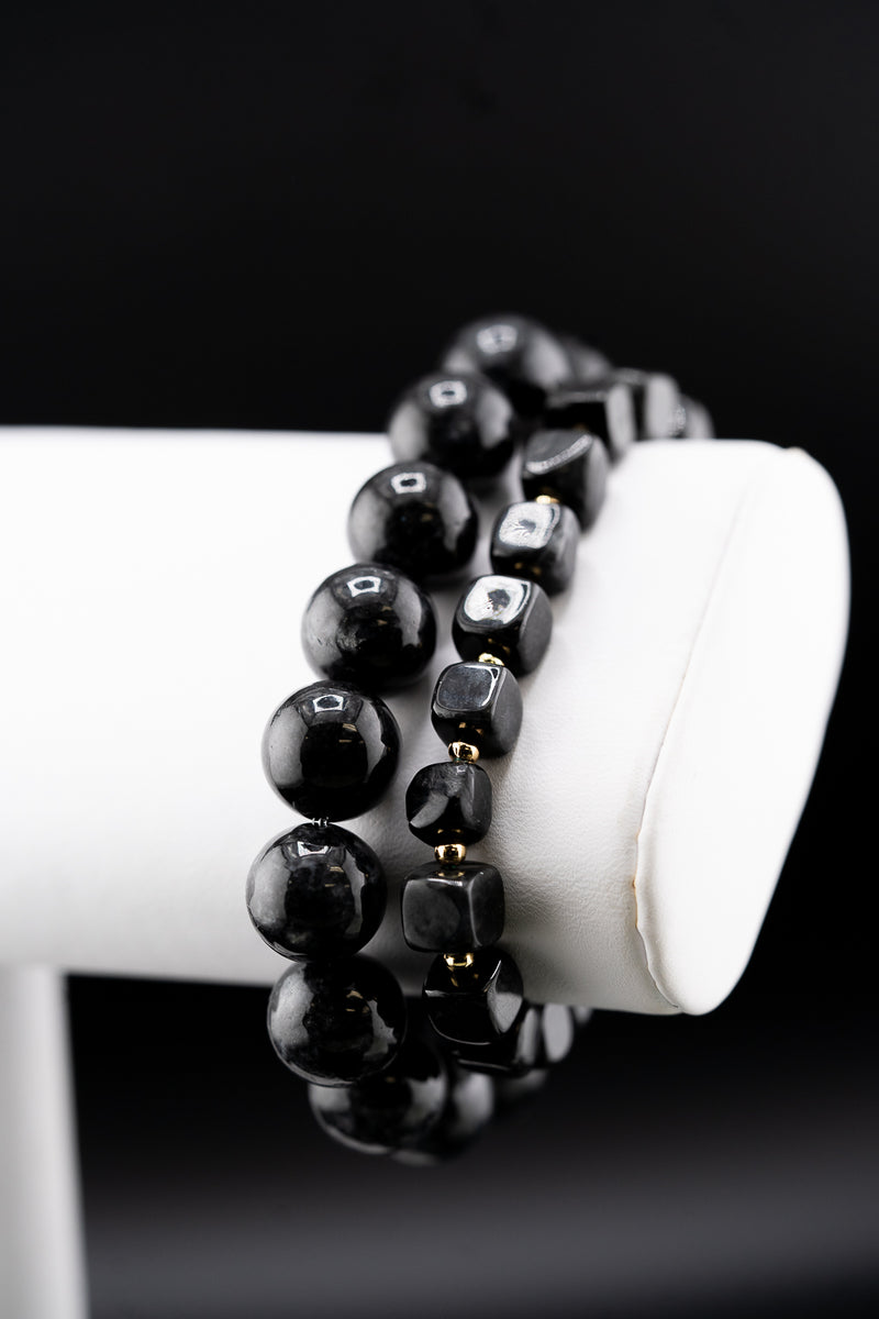 Extra Large Full Beaded Black Jade bracelet