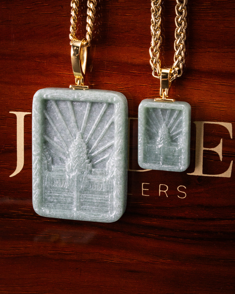 Micro Angkor Wat Green Jade Pendant