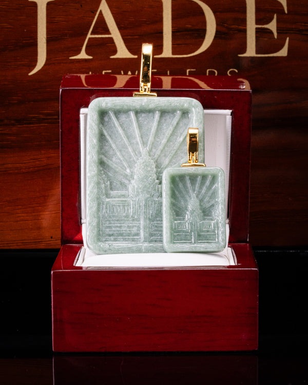 Micro Angkor Wat Green Jade Pendant