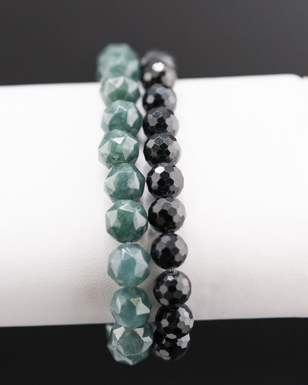 Black Diamond Cut Jade Bracelet