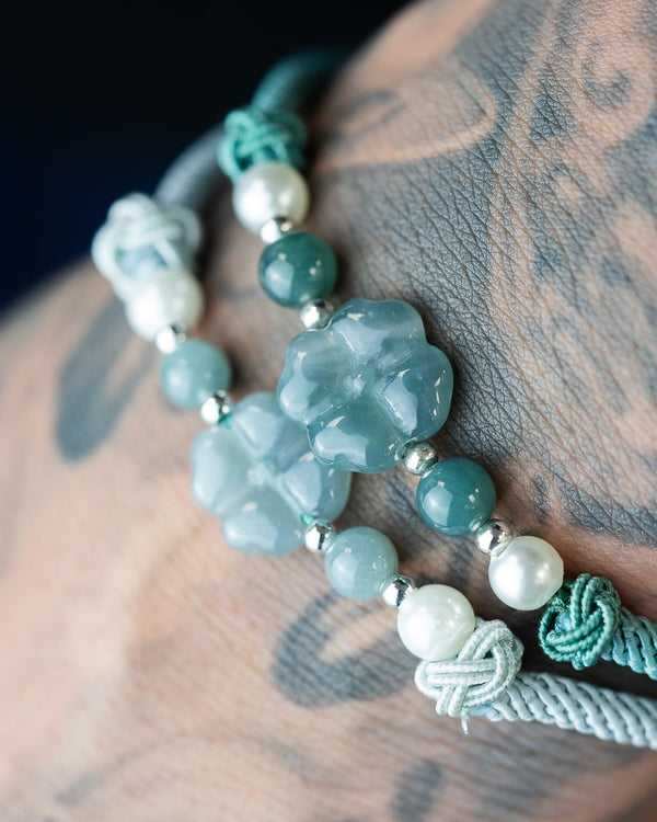 Sky Jade Blossom Rope Bracelet