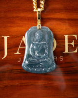 Icy Blue Water Tranquility Meditating Buddha Jade Pendant