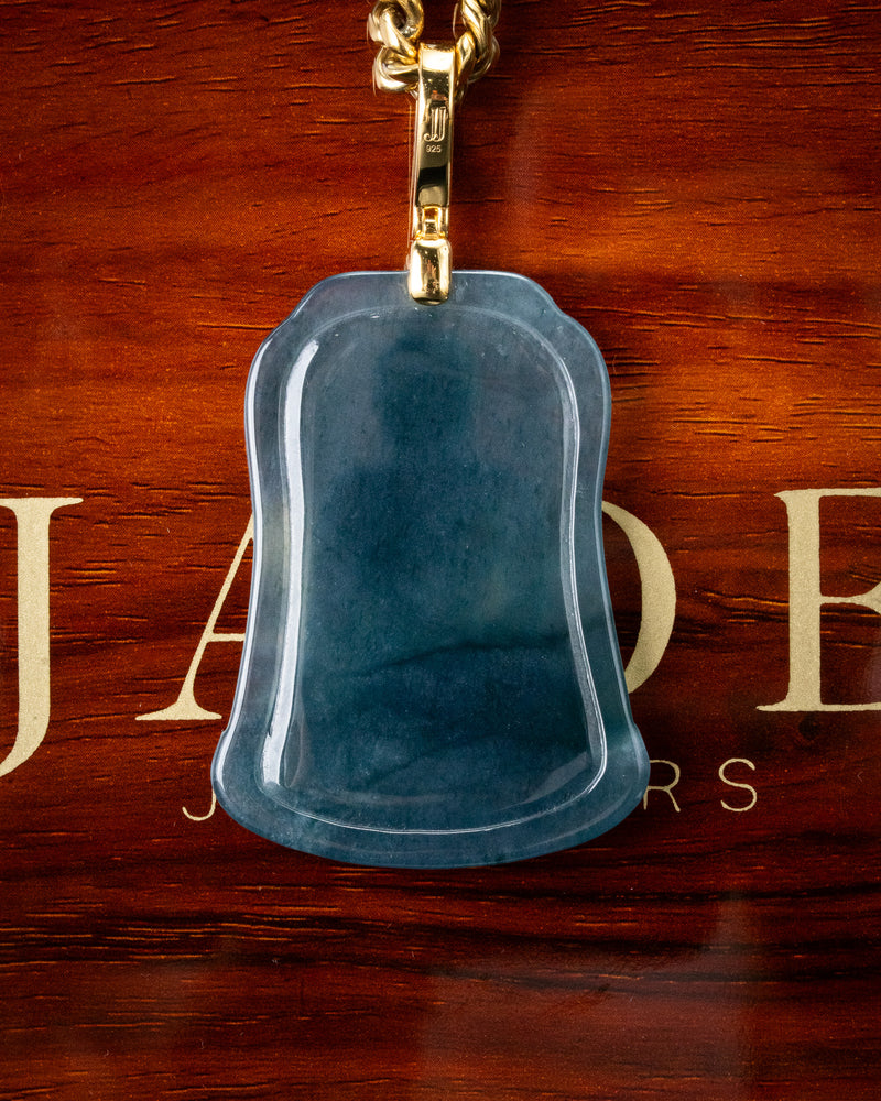 Icy Blue Water Tranquility Meditating Buddha Jade Pendant